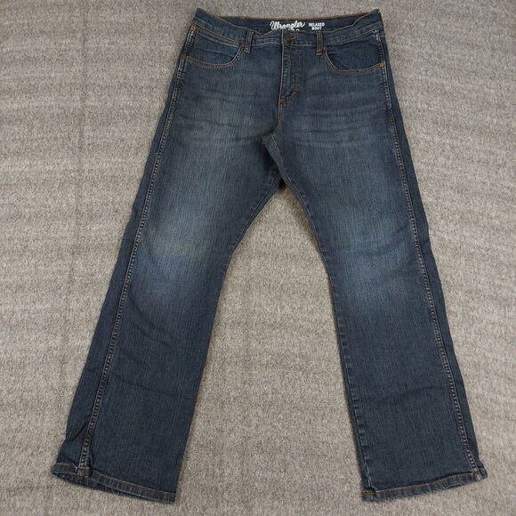 Wrangler Retro Relaxed Boot Cut Men 34x32 (Fit 34x31.5) Jeans Blue Classic Style - Picture 2 of 8